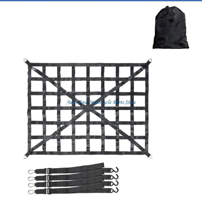 P9FD Truck Bed Cargo Net Tear Resistant S Hook Design For Secure Load Transport