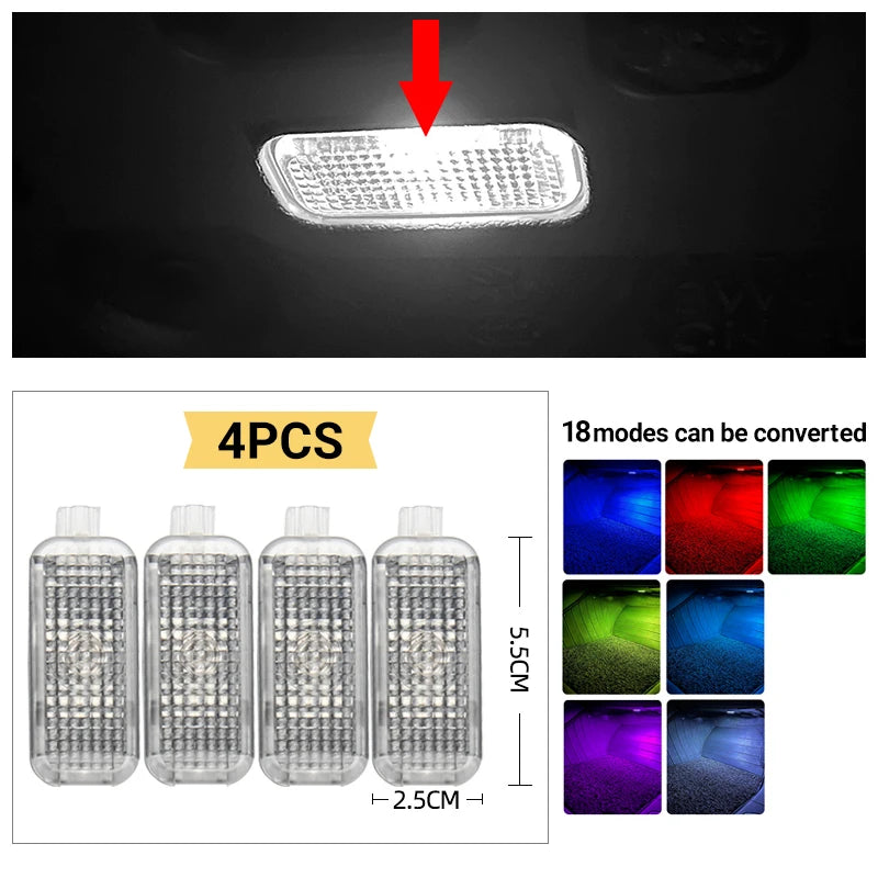 LED Car  Interior Footwell Lamp For Audi A1 8X A3 8V 8Y A4 B8 B9 A5 8T A6 C6 C7 C8 A7 A8 D3 D4 D5 Q2 Q3 8U F3 Q5 8R FY Q7 4L 4M