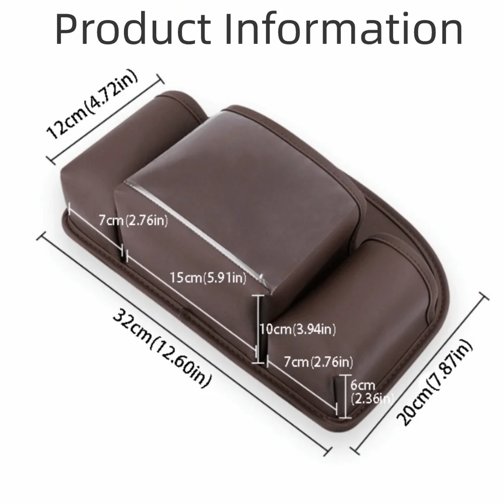 Leather Material Car Back Seat Organizer Hanging Storage Bag Multifunctional Design Car Organizer Tissue Box Holder