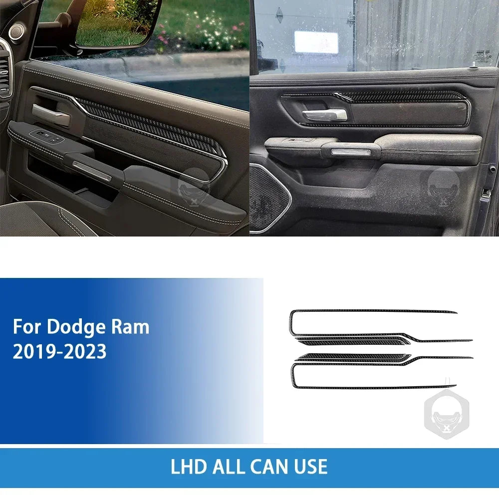 For Dodge Ram 2019 2020 2021 2022 2023 Accessories Carbon Fiber Car Interior Grar Handle Air Outlet Trim Sticker Decoration