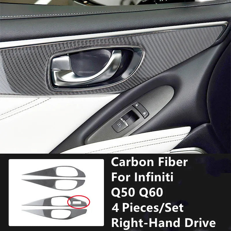 Carbon Fiber Car Interior Modification Cover Trim Strips Decorative Stickers For Infiniti Q50 Q60 Car Styling Inner Accessories