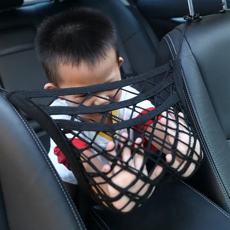 Car Interior Trunk Seat Back Elastic Storage Net Back Seat Safety Protector Mesh Net Car Storage Bag Auto Interior Accessories
