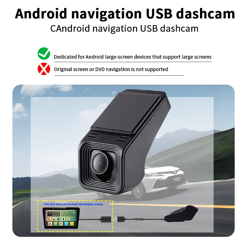 ADAS USB Car DVR  Car Recorder，HD1080P Android navigation  dashcam， ADAS intelligent assistance，170 ° wide-angle  shooting