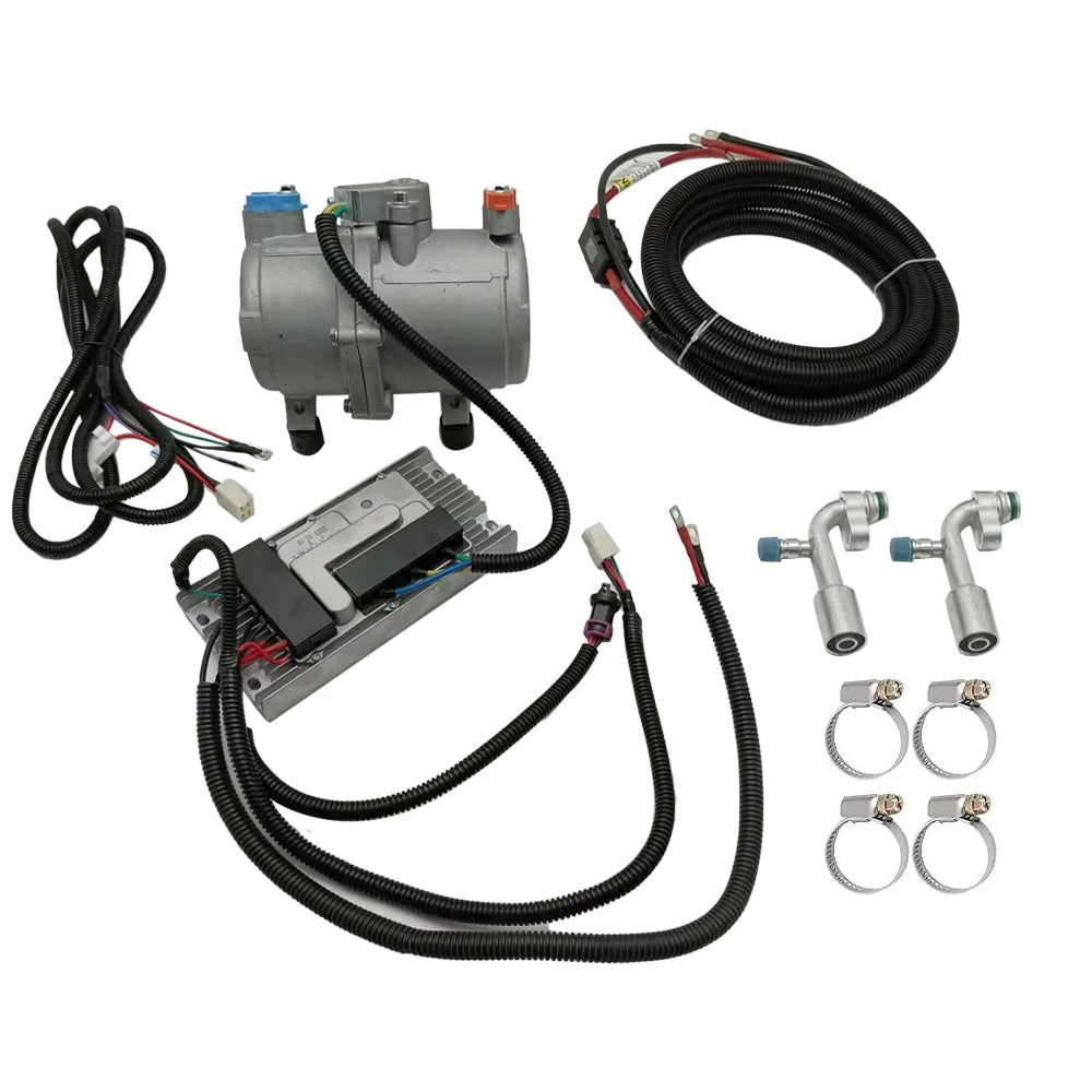 12V 24V Car Electric Air Conditioner A/C air Conditioning Compressor Set & Control Panel for Truck Bus Automotive Boat Tractor
