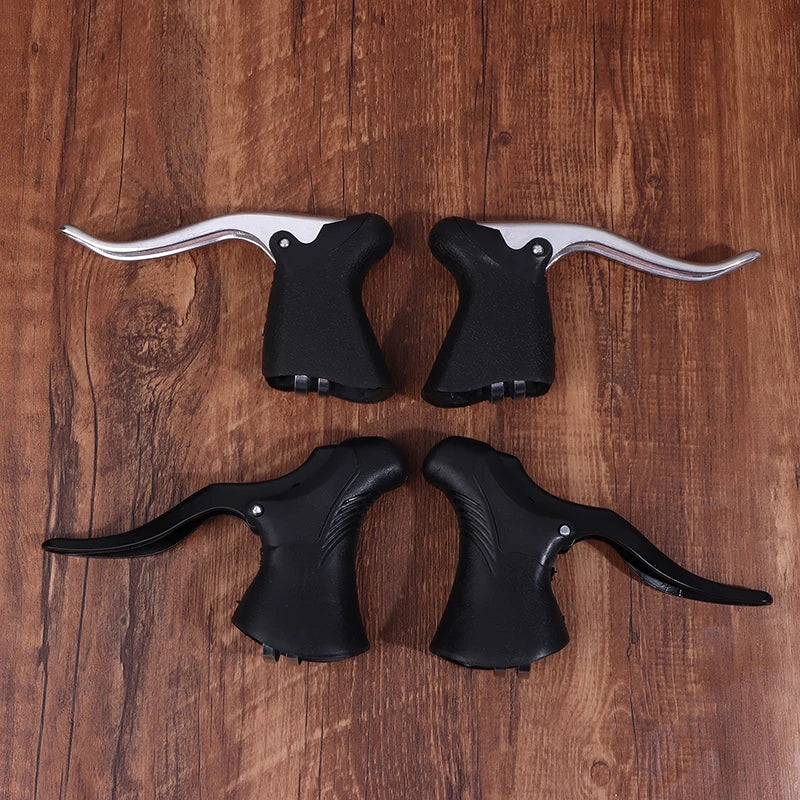 Road Bike Front Rear Brake Levers, Anti-slip Aluminum Bicycle Brake Handle Drop Bar Handlebar Brake