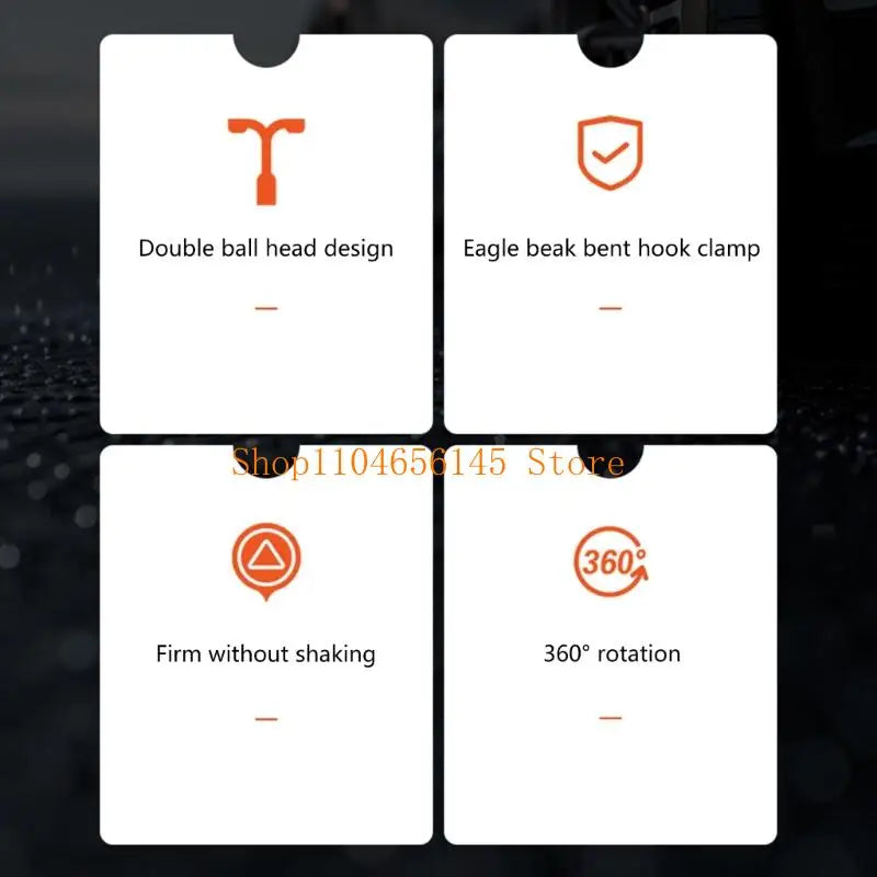 5asd 17MM Double Head Car Mobile Holder Accessory With 360 Degree Rotation And Adjustable Viewing Angle For Various Vehicle