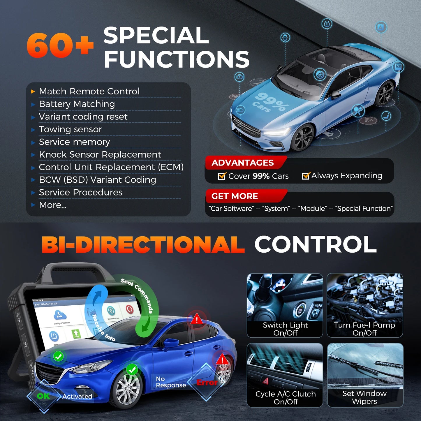 LAUNCH X-431 PAD 7 & Heavy Duty Software Kit 12V Car 24V Truck Diagnostic Tool Automotive Scanner Auto scan Car Diagnosis