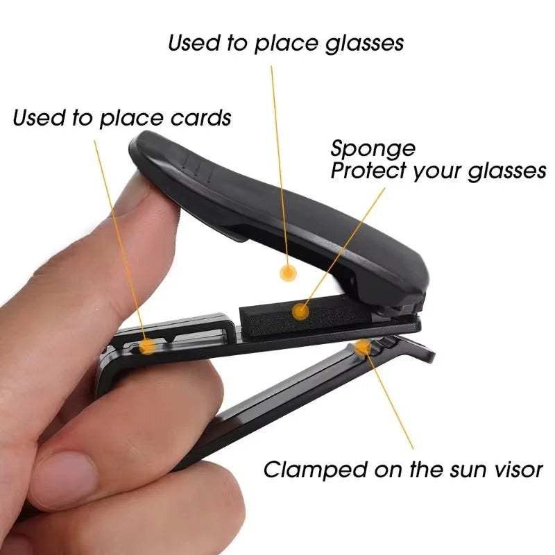 Car Visor Clip Glasses Holder Sunglass Eyeglass Mount Black Auto Vehicle Interior Accessory Portable Stand Hanger Fastener Case