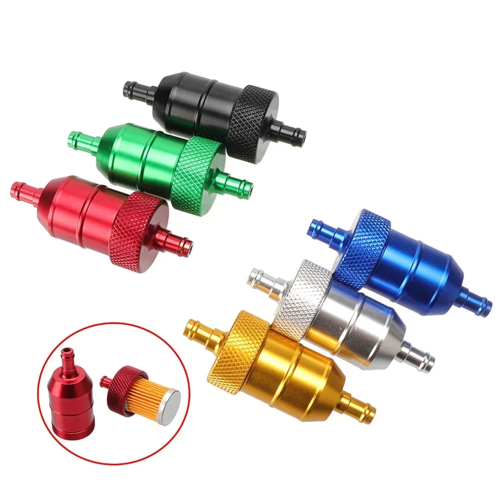 8mm CNC Aluminum Gasoline Cleaner +3/5 Pieces Reusable Cleanable Fuel Filter Motorcycle ATV Quad Inline Oil and Gas Fuel Filter