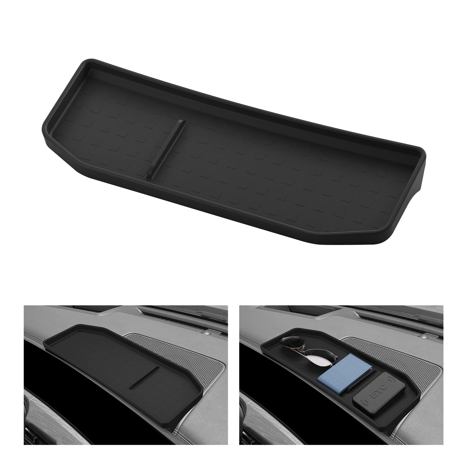 Organizer For Hyundai Santa Fe 2024 2025 Car Dashboard Storage Box Display Screen Rear Tray Organizer Accessories Tidying Black