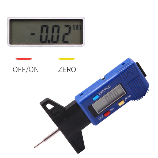Digital Car Tire Tread Depth Gauge Caliper - LCD Display, Precise Measurement, Easy-to-Use, For Tire & Brake Pad Monitoring