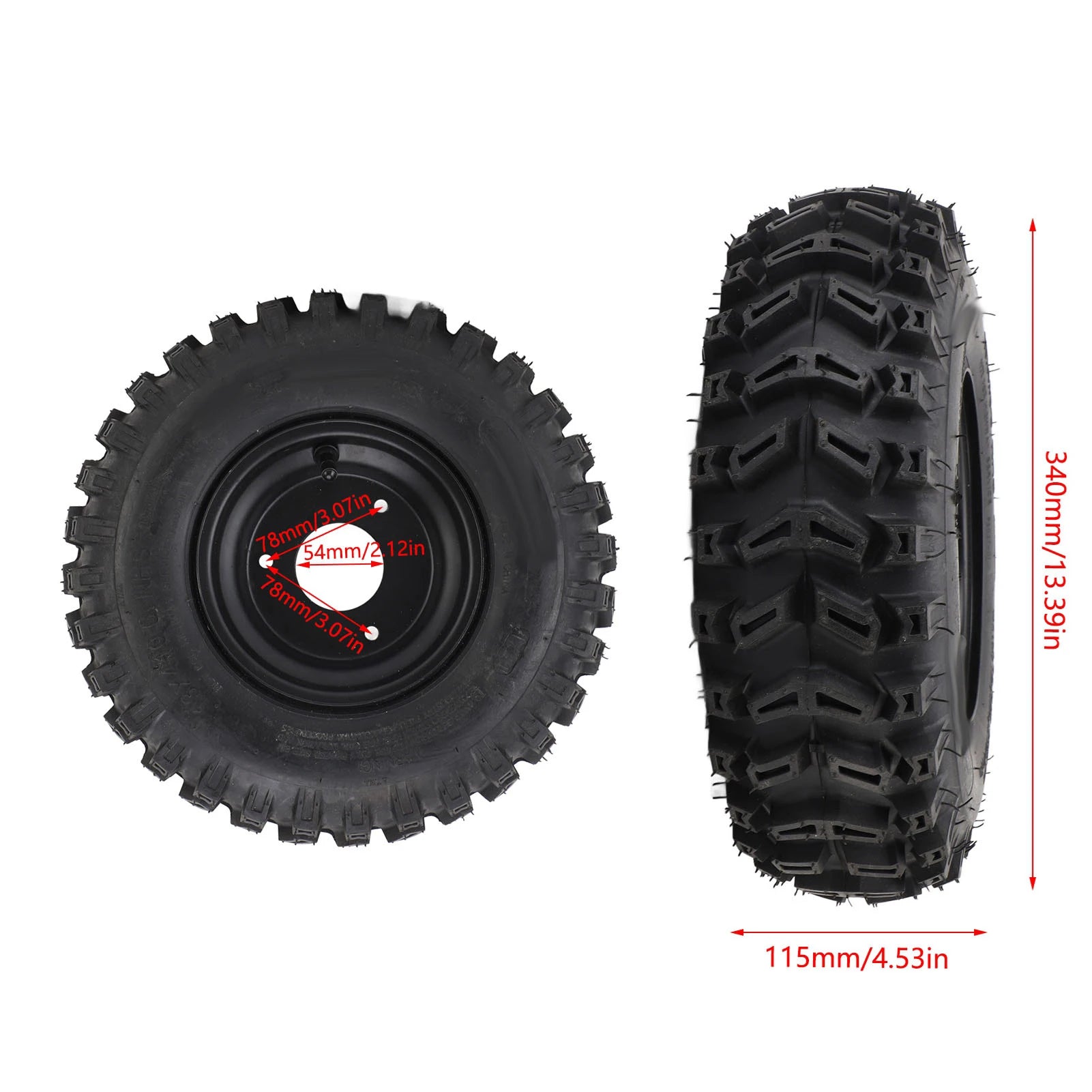 13x4.1-6 Tubeless Tire with Rim Excellent Traction 6 Inch Tubeless Tire Vacuum Improve Vehicle Handling for Go Kart  Cart