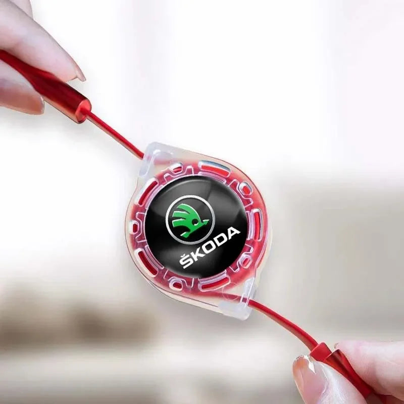 Car Interior 3 In 1 Fast Charger USB Data Cable Accessories For Skoda S Skoda Kodiaq Fabia Kamiq Karoq Octavia 3 A5 Rapid Scala
