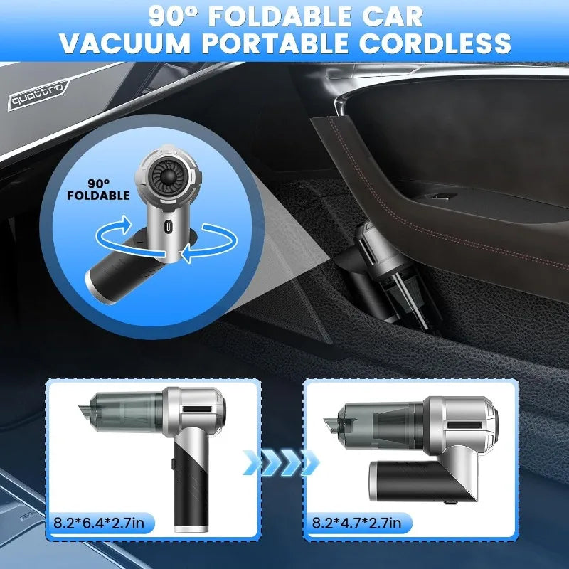 Arify Pro 18000Pa Car Vacuum 4 in 1 Blower Foldable 90° Hose Brushless Motor USB C Fast Charge for Car Seats Home PC Cleaning