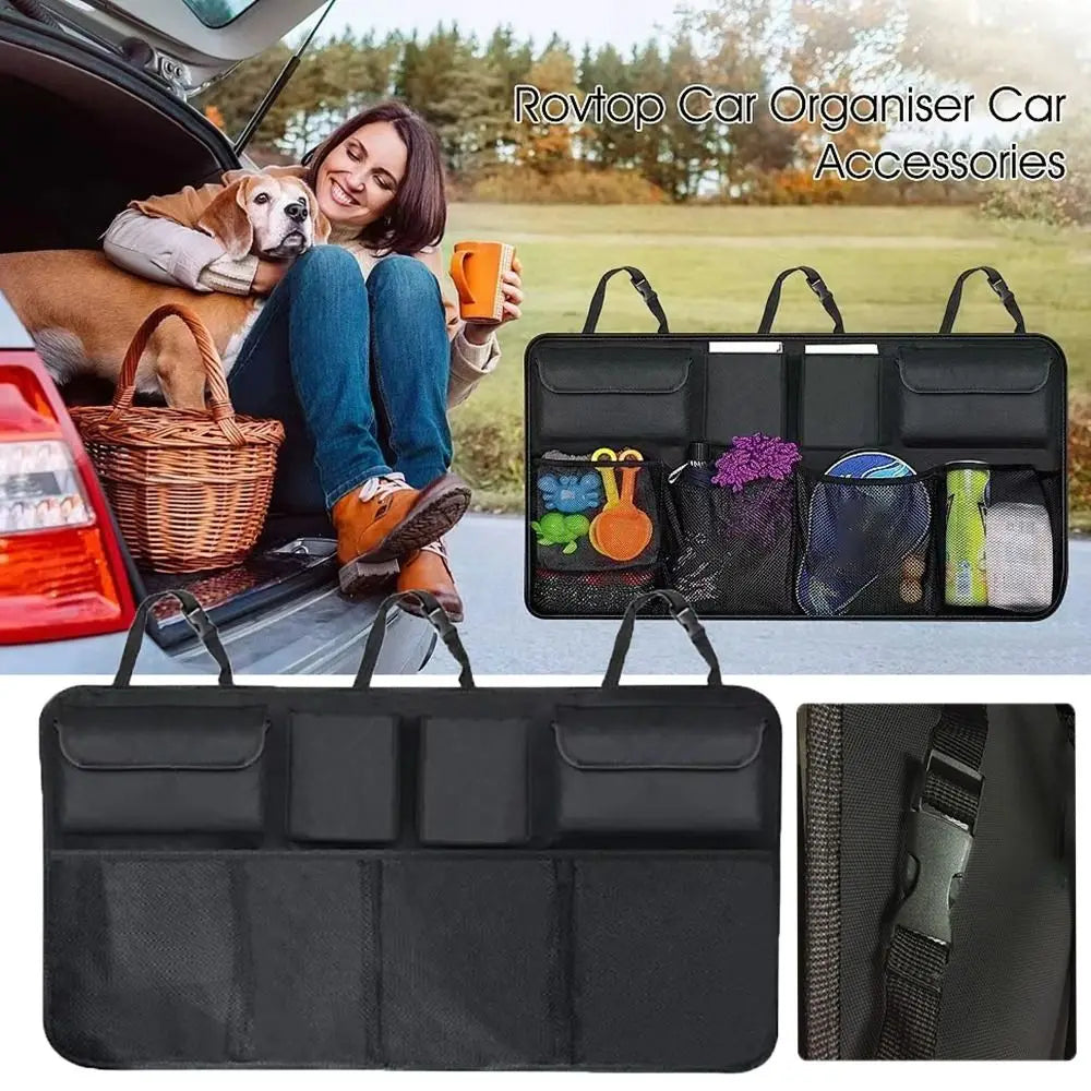 Multi-Pocket Car Trunk Organizer High Capacity Adjustable Backseat Storage Bag Auto Seat Back Hanging Organizer