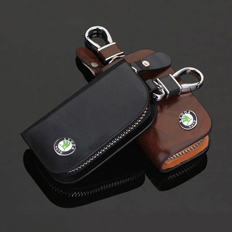 Stylish Car Key Bag Organizer with Skoda Logo - Suitable for Skoda Kodiak, Octavia, Rapid, Kodiaq Kamiq Yeti A7 Tour RS and More