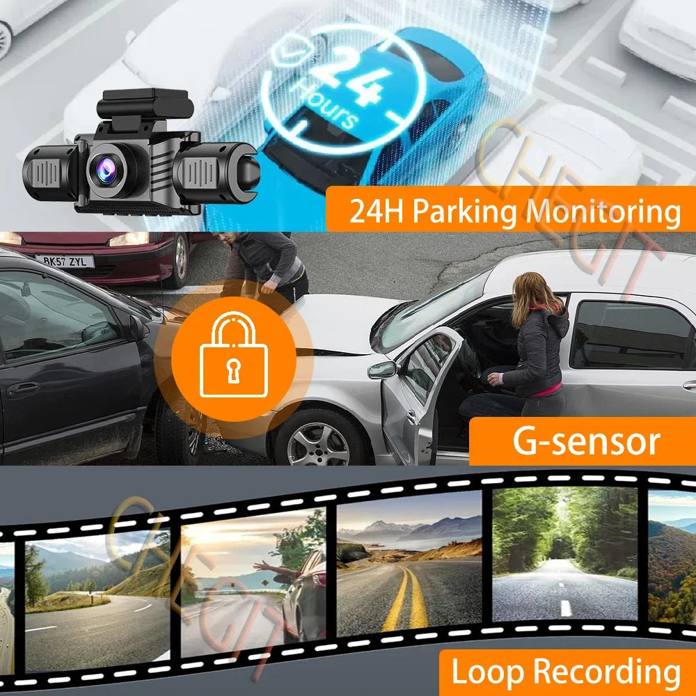 2026 New 360° Car Dash Cam 4 Channel HD 1080P Car DVR WiFi Dash Cam Loop Recording Night Vision 24H Parking Monitor Black Box
