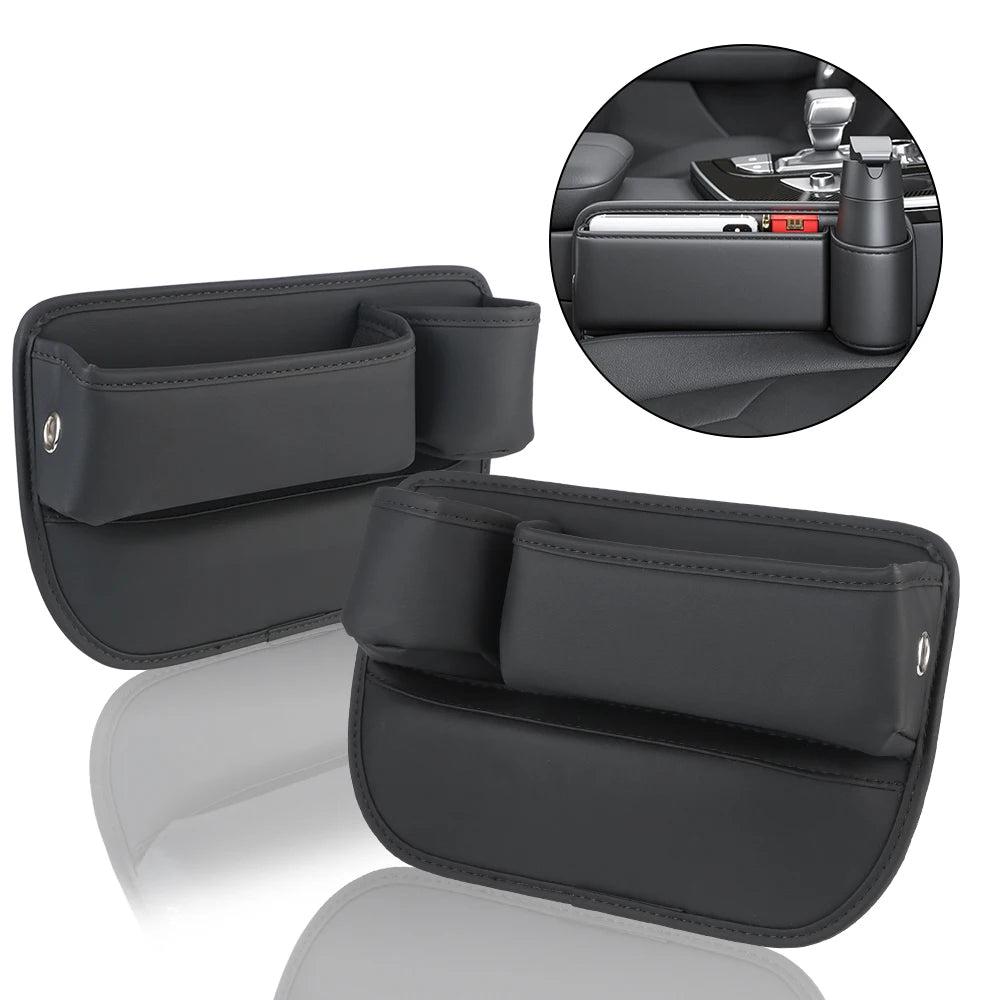With Cup Holder Car Interior Accessories Auto Console Side Storage Box for Cellphones Car Seat Gap Organizer Pu Leather