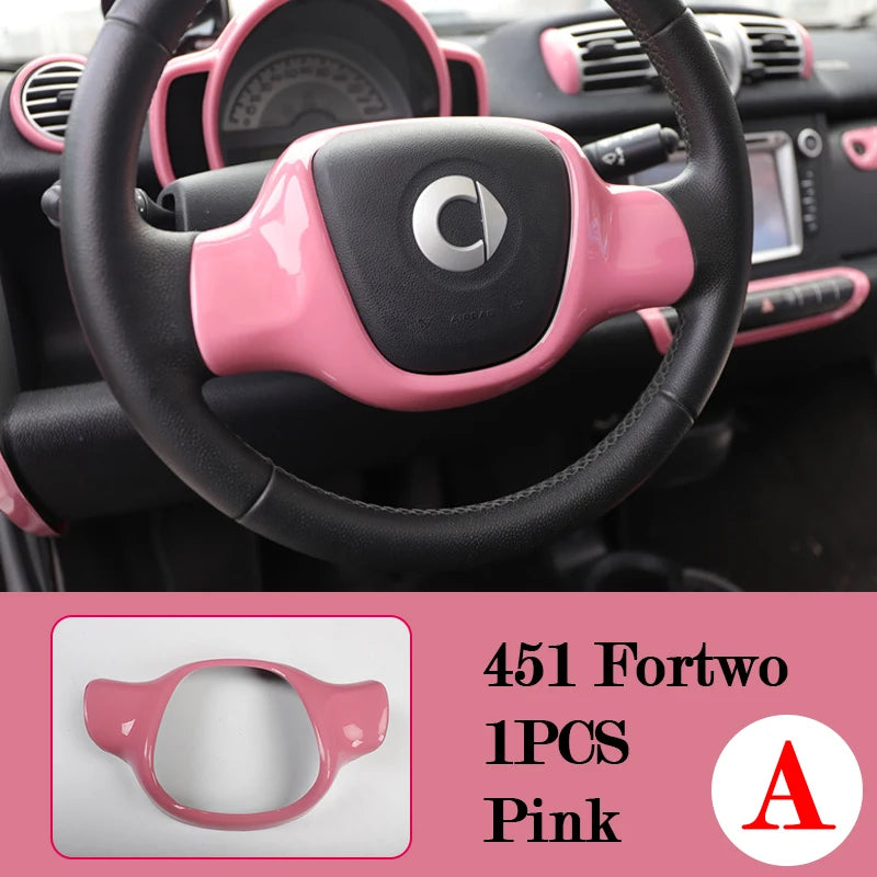 Car Interior Decoration Products ABS Protective Shell Pink Sticker For Mercedes Smart 451 Fortwo Car Modification Accessories