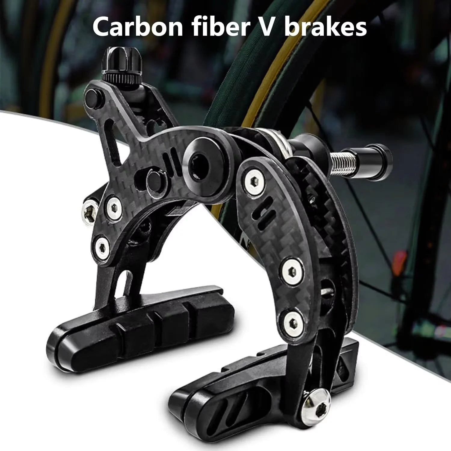 Bike Brake, Bicycle c-Type Brakes Calipers, Carbon Fiber Frame Front Rear Lightweight Side Pull Rim Brake for Road Bike