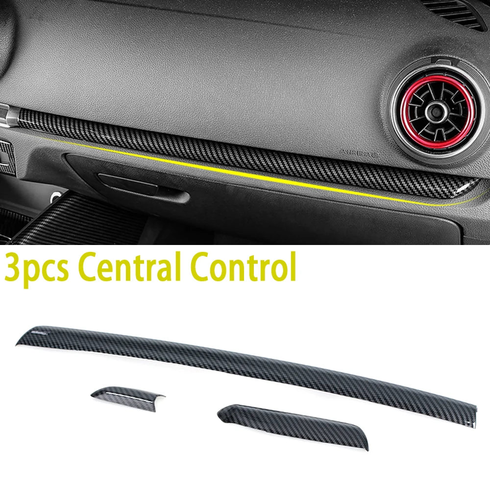 For Audi A3 S3 RS3 2014-2018 For LHD Car Center Console Door Panel Carbon Fiber Trim ABS Interior Cover Trims Accessories