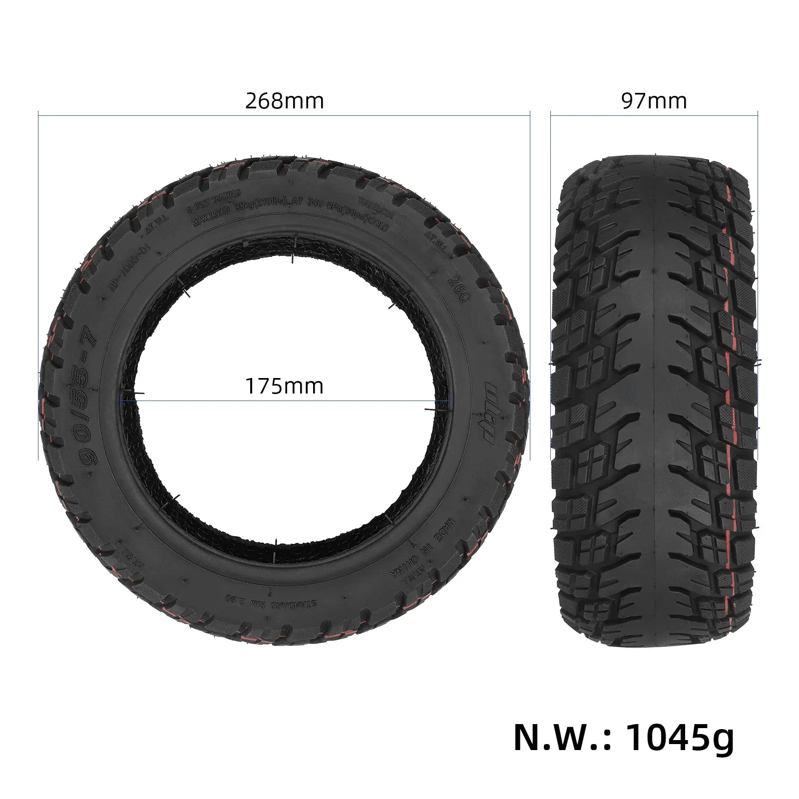 Ulip 11 Inch 90/55-7 Off-road Tubeless Tire Wear-resistant For Segway GT1 GT2 Electric Scooter Tyre Thicken Parts
