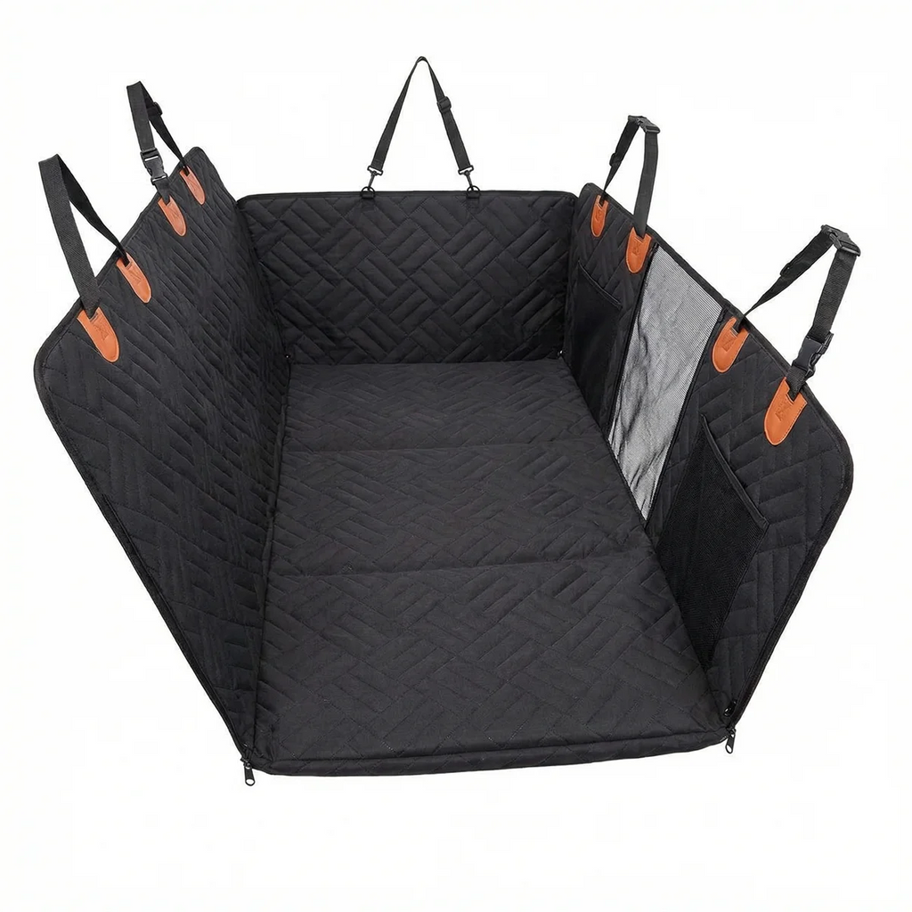 Convertible Car Bed for Dogs， Extended Waterproof Seat Cover with Anti-Slip Backing， Comfortable Pet Mat for SUV Truck Travel