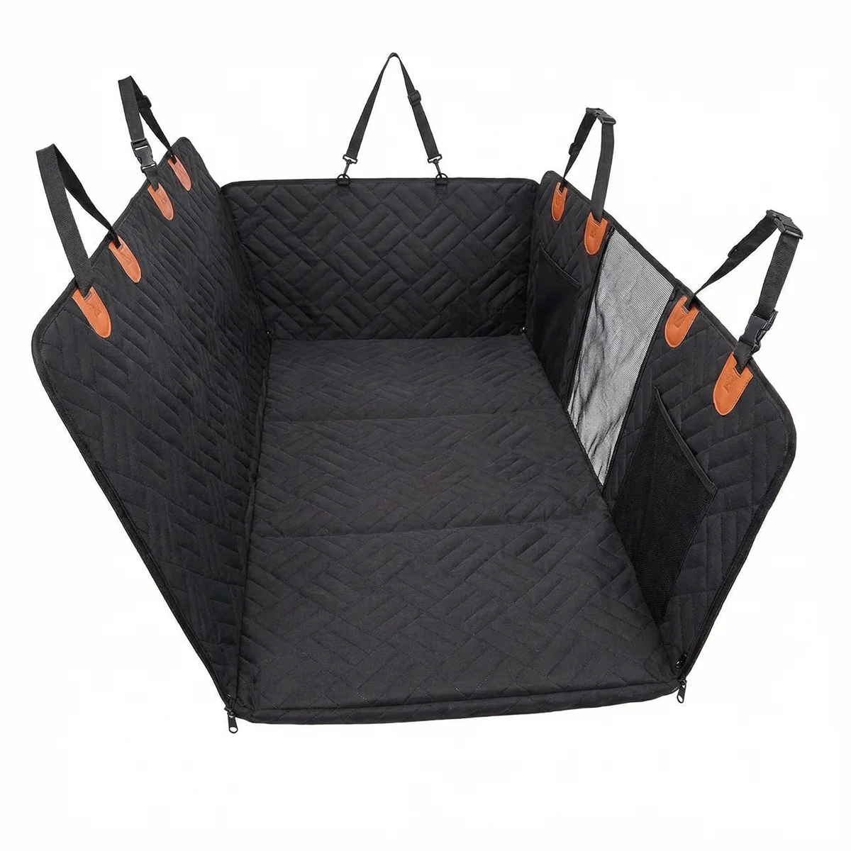 Convertible Car Bed for Dogs， Extended Waterproof Seat Cover with Anti-Slip Backing， Comfortable Pet Mat for SUV Truck Travel