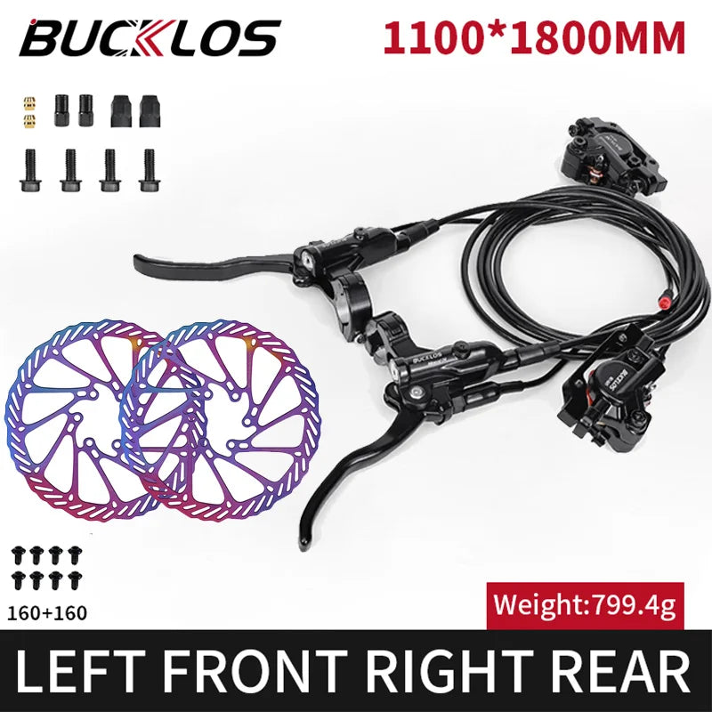 Electric Bicycle Brakes 2 Piston Hydraulic Disc Brake Bike/Scooter Brakes Kit 1100/1800mm Folding Bike Disc Brake Set Power-off