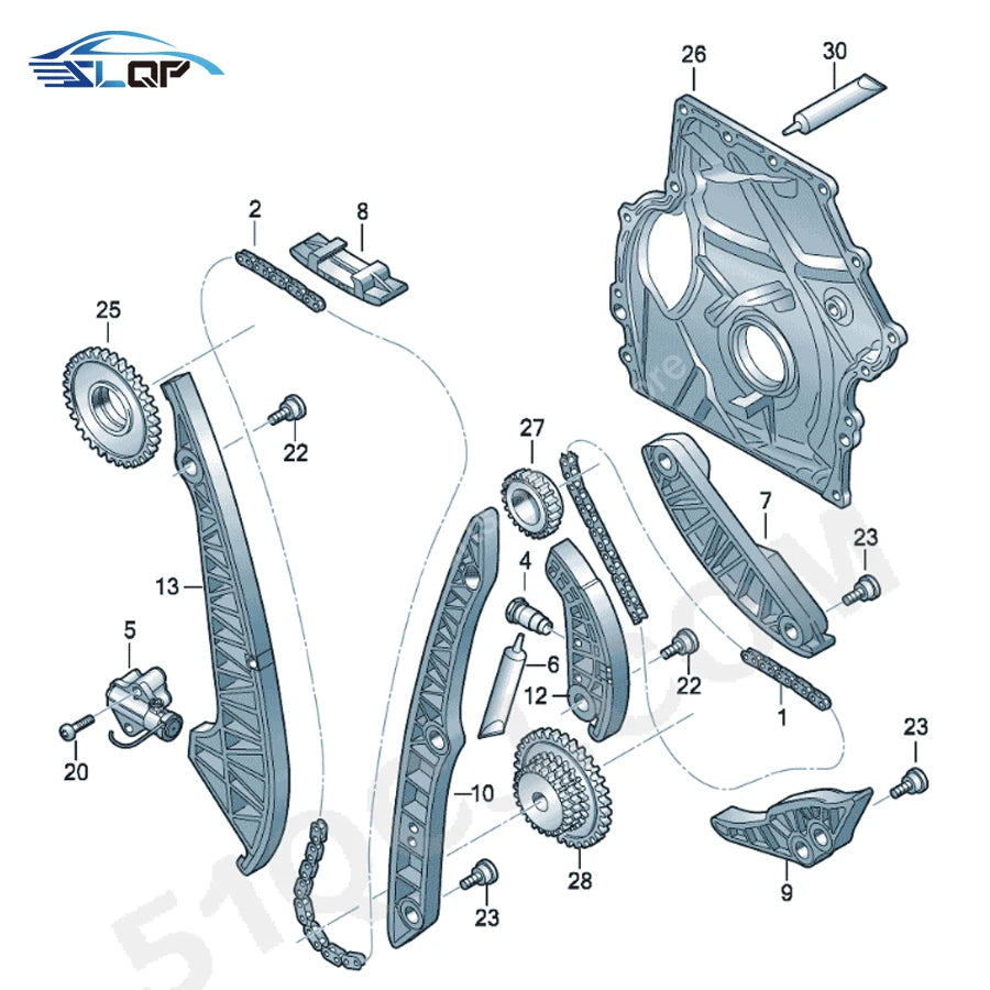 12 PCS For A3 A4 A5 A6 TT Jetta Passat Tiguan CC Golf 6 1.8 2.0 TSI EA888 GEN3 Timing Chain Tensioner Kit Guide rail chain plate