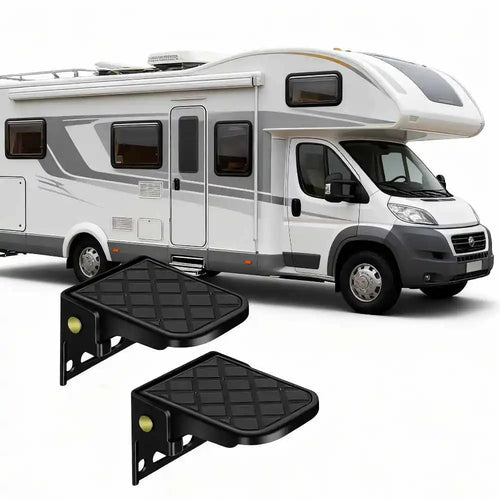 2PC Folding Truck Step with Anti-Slip Surface Adjustable Tailgate Ladder for RV Campers Dump Trailer Safety Foot Accessories