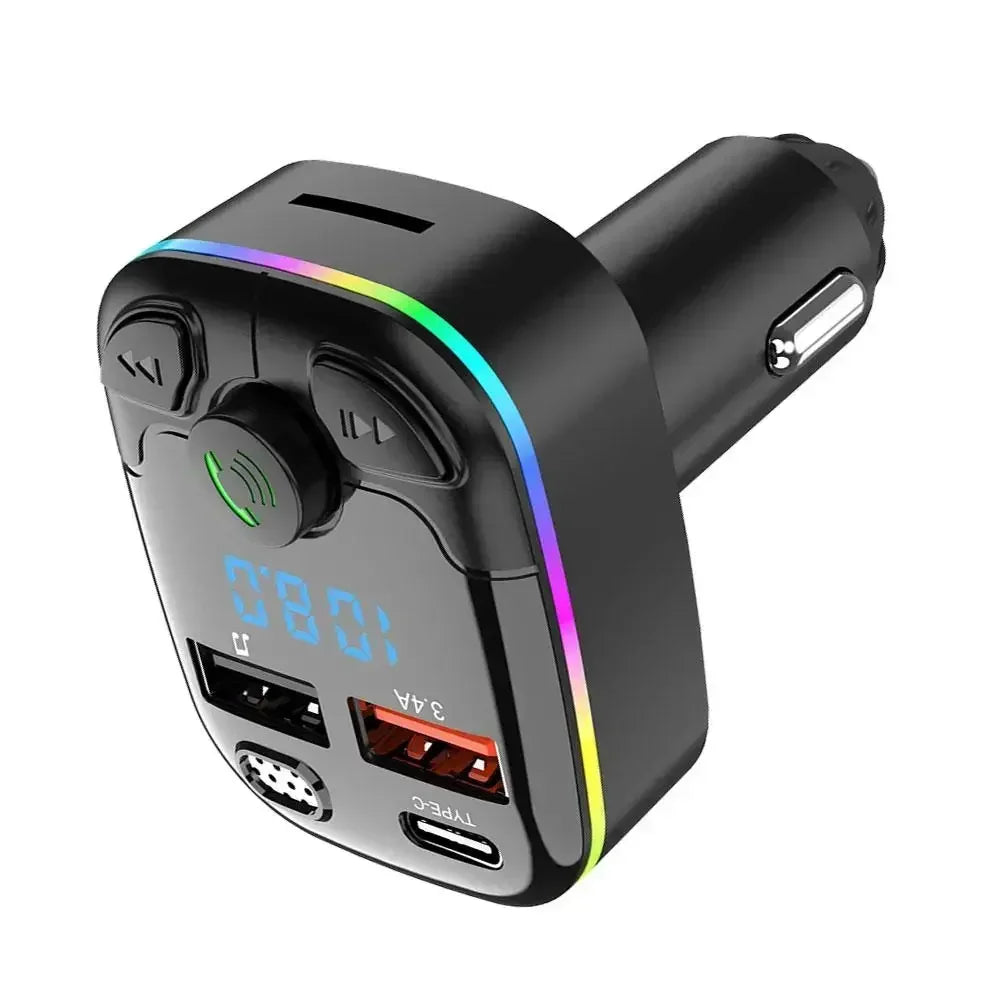 Car Bluetooth 5.0 FM Transmitter Wireless Adapter Mic Audio Receiver Auto MP3 Player 2.1A Dual USB Fast Charger Car Accessories