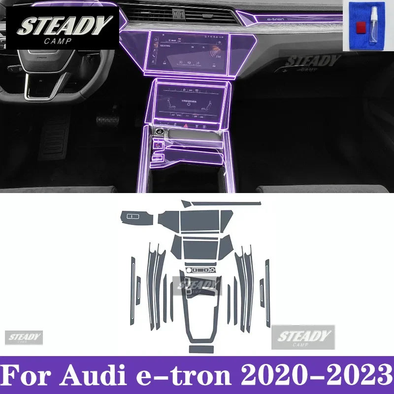 For Audi e-tron 2020-2023 Car interior Center console transparent TPU Paint protective film Anti scratch sticker LCD screen PPF