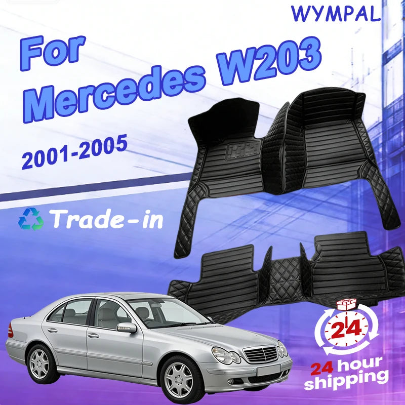Custom Automotive Car Floor Mats For Mercedes W203 2001 2002 2003 2004 2005 Auto Luxury Leather Men Women Car Mats Full Coverage