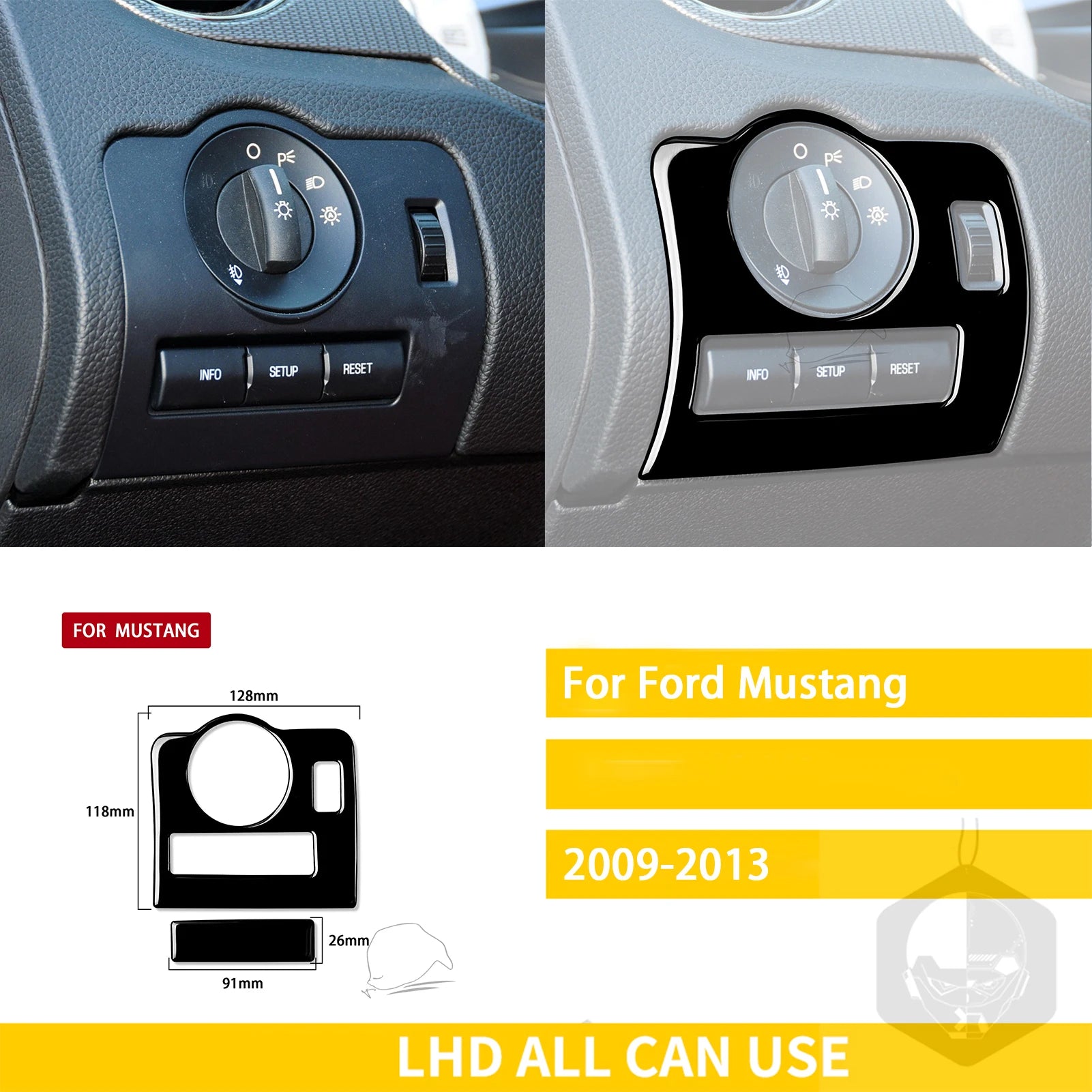 For Ford Mustang 2009-2013 Accessories Car Plastic Black Interior Door Panel Gear Cupholder Air outlet Trim Sticker Decoration