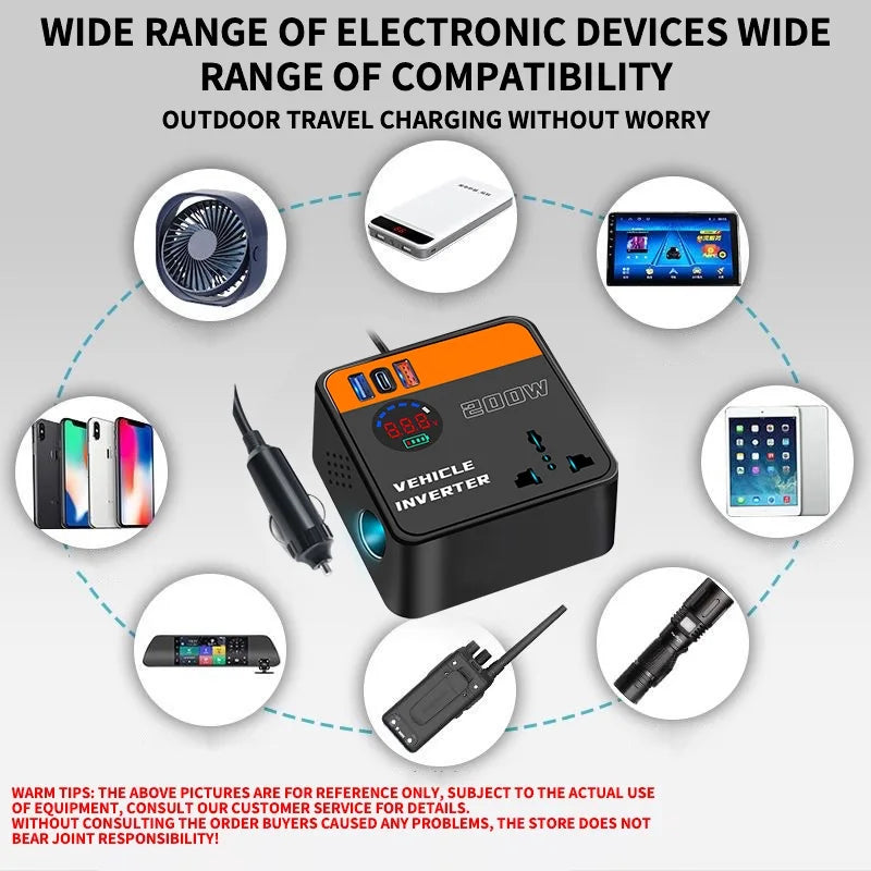 Car inverter charger universal 12v24v to 110v220v multi-function power converter charging mobile phone