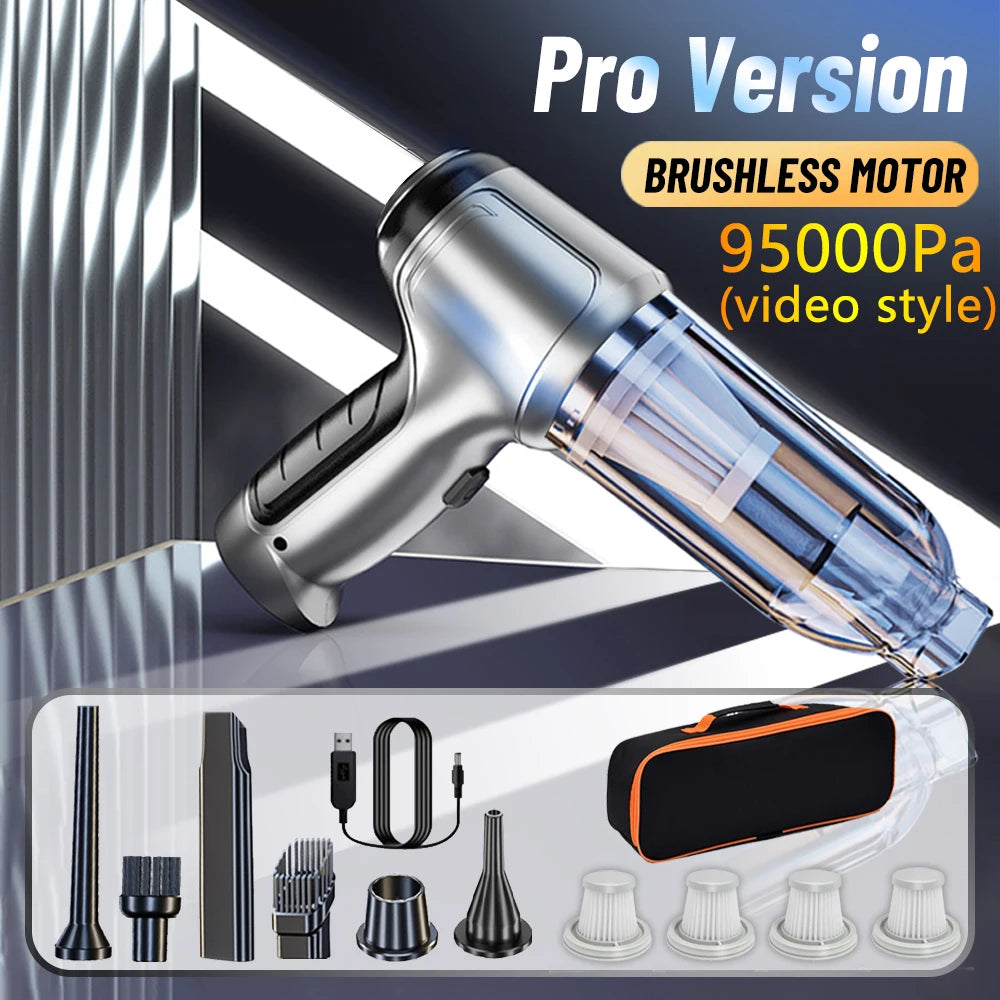 95000Pa Wireless Car Vacuum Cleaner Strong Suction Handheld Auto Vacuum Home & Car Dual Use Mini Vacuum Cleaner Home Appliance