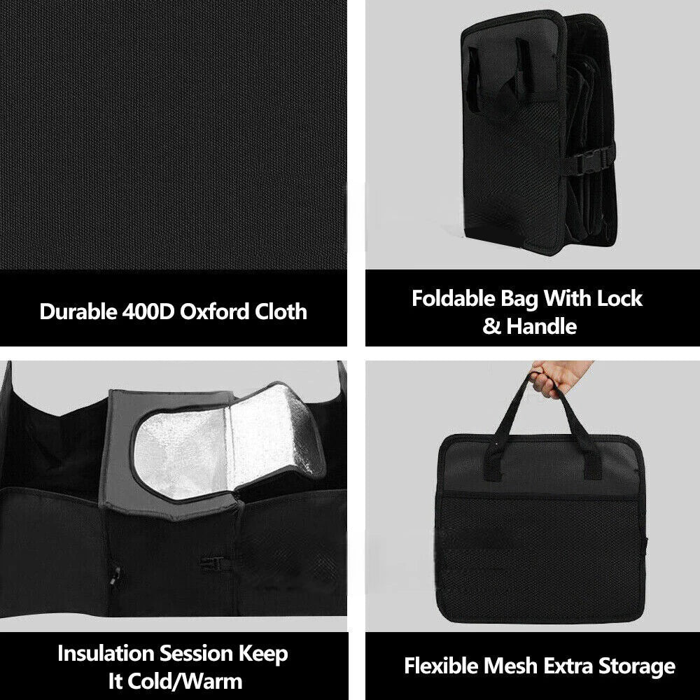 Collapsible Car Rear Boot Trunk Tidy Organizer Cooler Bag Seat Universal Grocery Storage Box Net Organiser Foldable Car-Styling