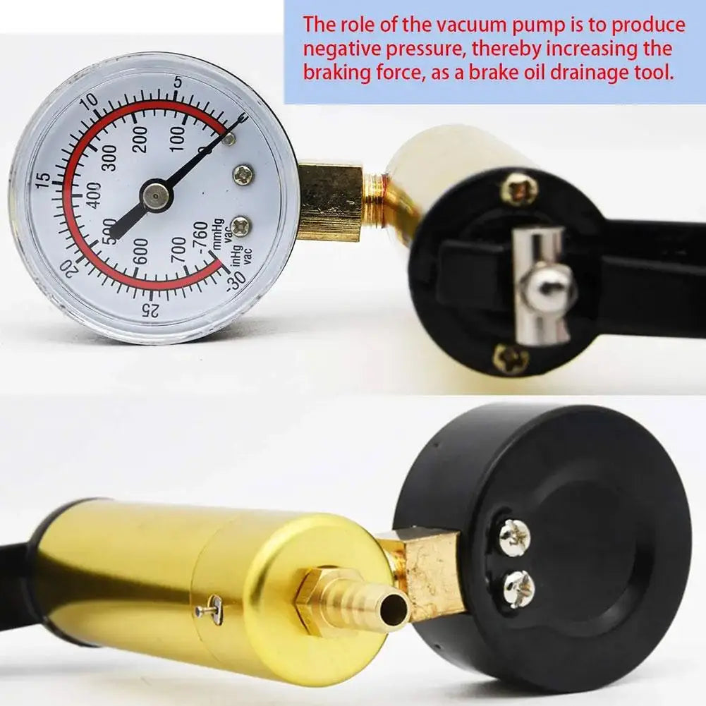 Automotive ToolsHandheld Hand Vacuum Pump KitVacuum Pistol Pump TesterCar Brake Exhaust PumpVacuum Pressure GaugeAuto Repair