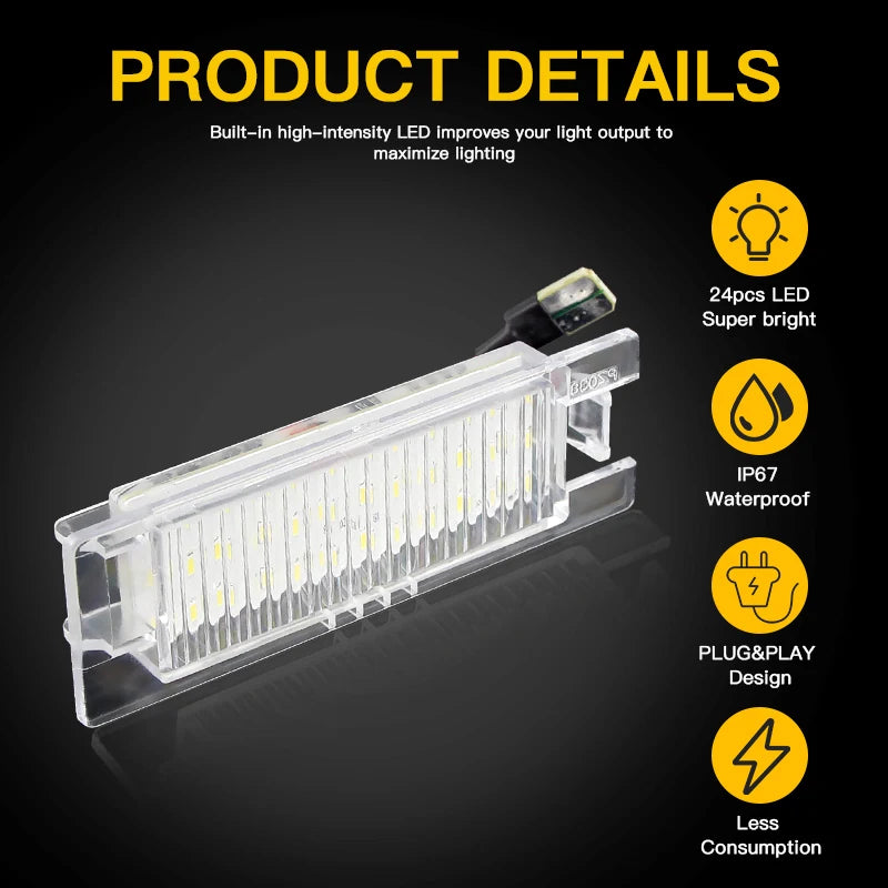 LED License Plate Light For Opel Vectra C Astra J H Zafira B Insignia Corsa C D Meriva A Tigra B 2Pcs Canbus Number Plate Lamp