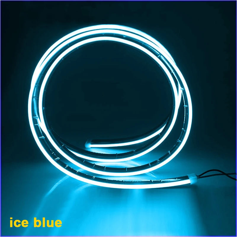 LED Car Hood Lights Flexible Engine DRL Daytime Decorative Running Light Auto Eyebrow Lamp RGB Turn Signal Lamp Ambient Lamp 12V