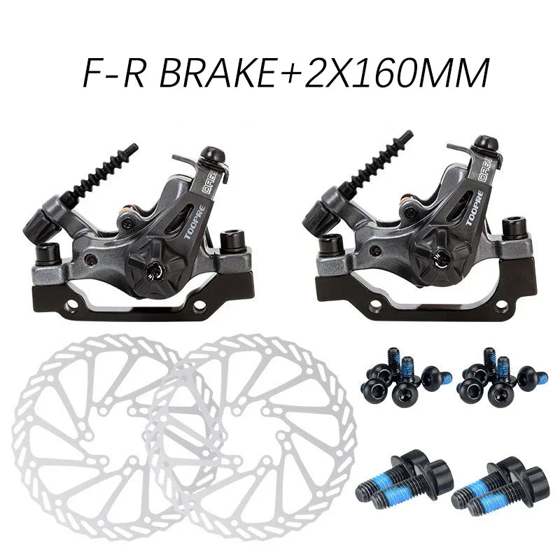 Frenos de disco de doble accionamiento TOOPRE MTB de doble pistón rojo/negro para sistema DA6S, aluminio fundido a presión, frenado instantáneo, pastillas resistentes al desgaste