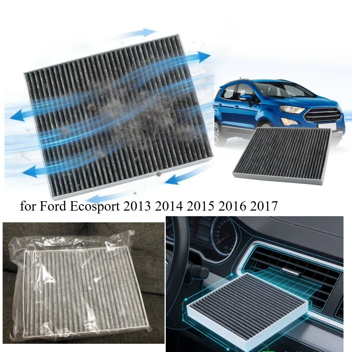 Car Pollen Cabin Conditioning Air Filter Activated Carbon Non-woven Fabric for Ford Ecosport 2013 2014 2015 2016 2017