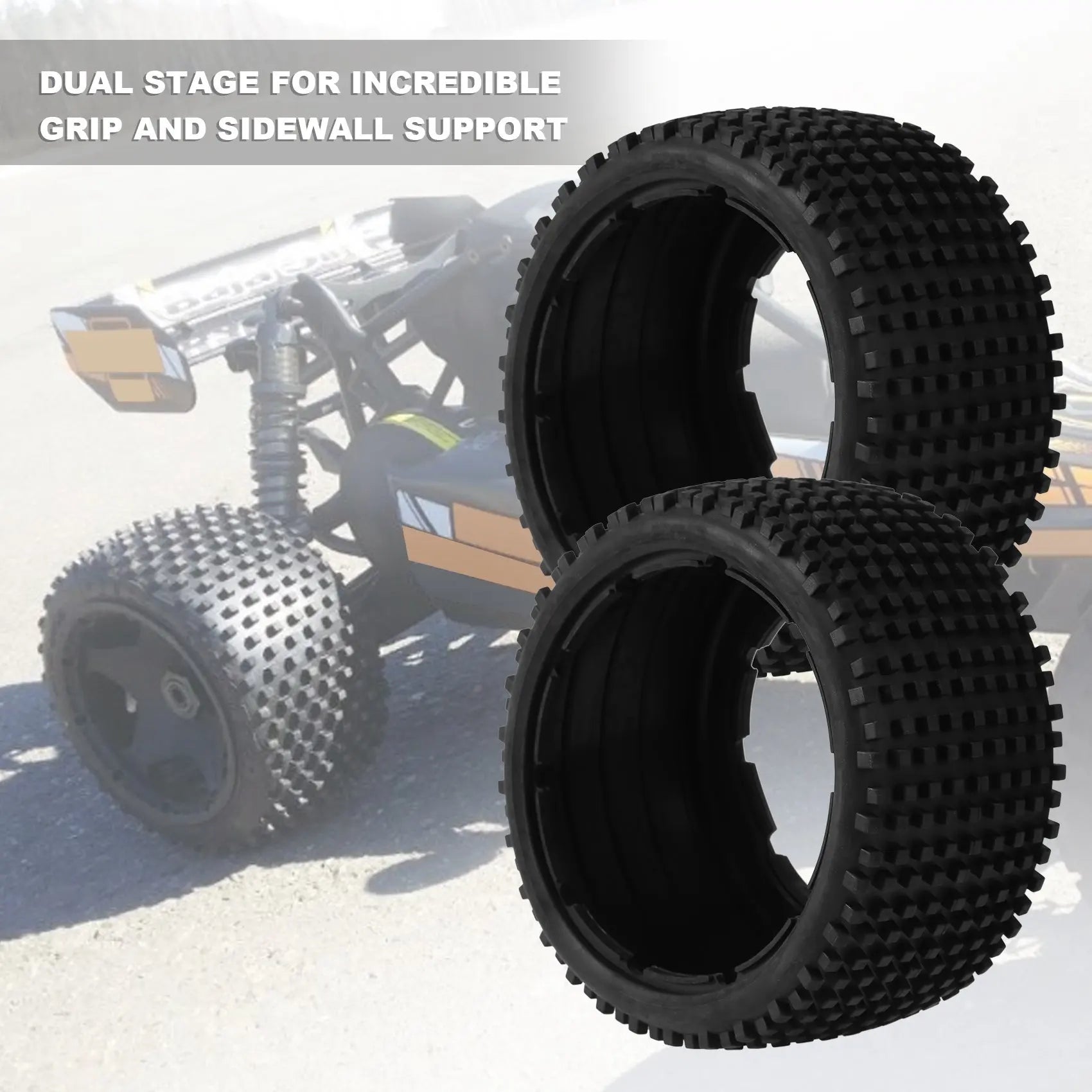 Excellent-Off-Road Rear Tyres Thicken Skin Set For 1/5 HPI ROFUN BAHA ROVAN KM Baja 5B Truck Spare  Parts