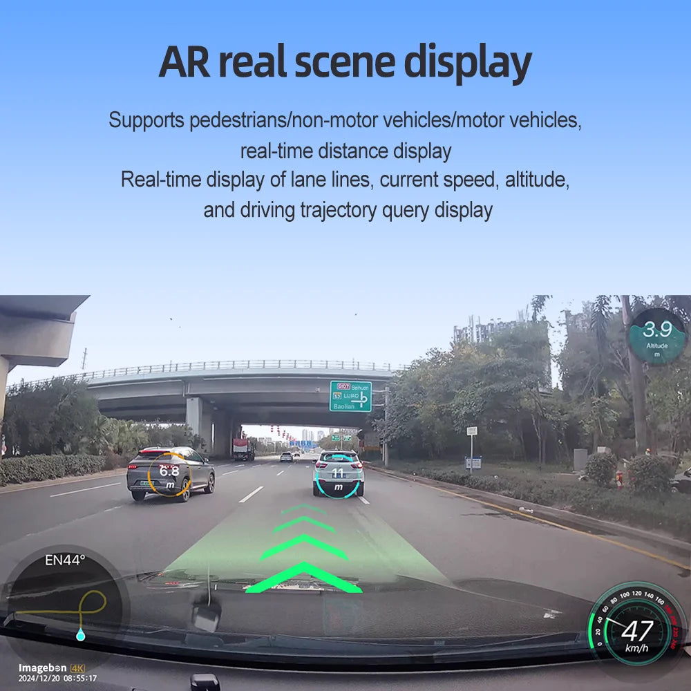 Imagebon Q7 4K Dash Cam with ADAS Car DVR 1.47″ Dash Camera Wifi AR Real-Time Navigation Voice Control