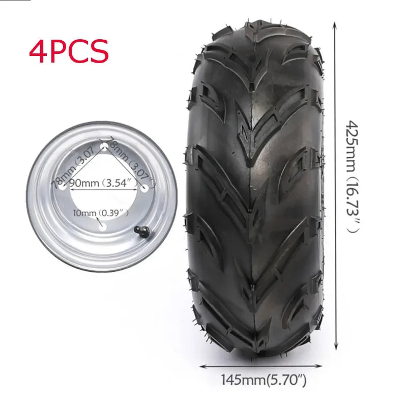 4 Pack 4.10-6 or 145x70-6 or 16X8-7 Tires Tyre Wheels Rims For Go Kart Scoote QUAD Bike Buggy Trolley Drift Trike DIY ATV