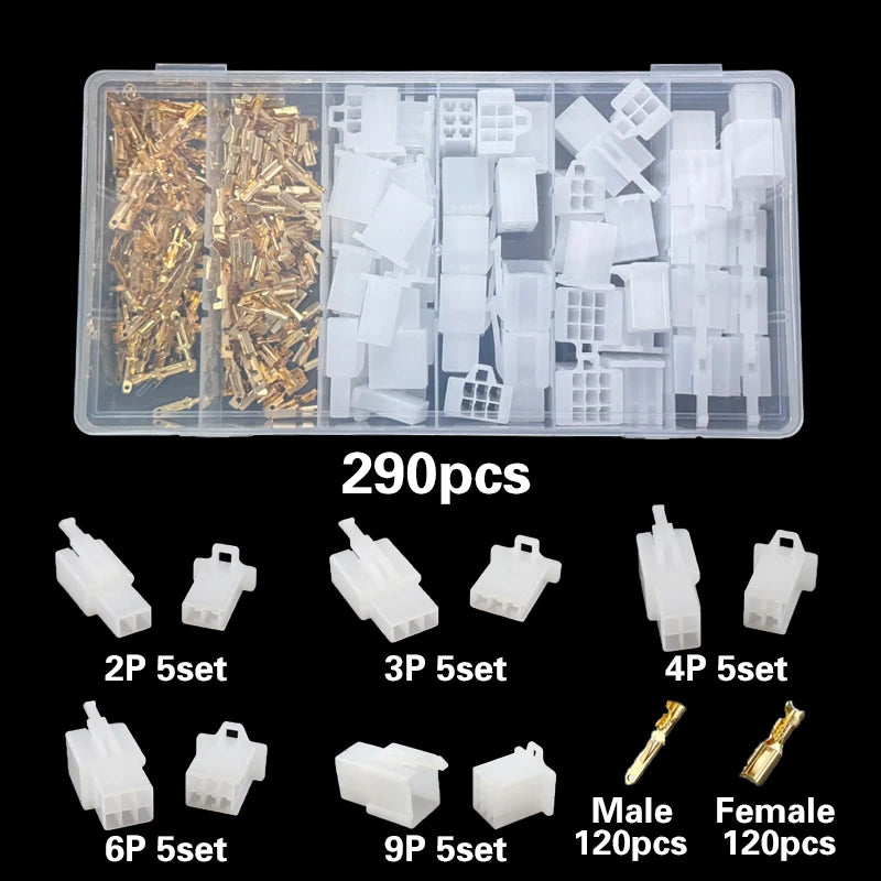 NEW Car Motorcycle Electrical Connectors: 2.8mm 2 3 4 6 9 Pin Wire Terminal Hooks for Male & Female Terminals Assorted Kit