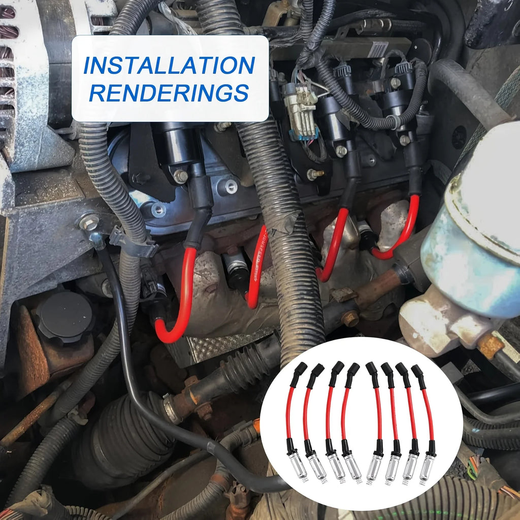 8 cables de bujía de alto rendimiento compatibles con Chevrolet Chevy GMC Cadillac Isuzu Express Silverado Suburban Sierra, etc.