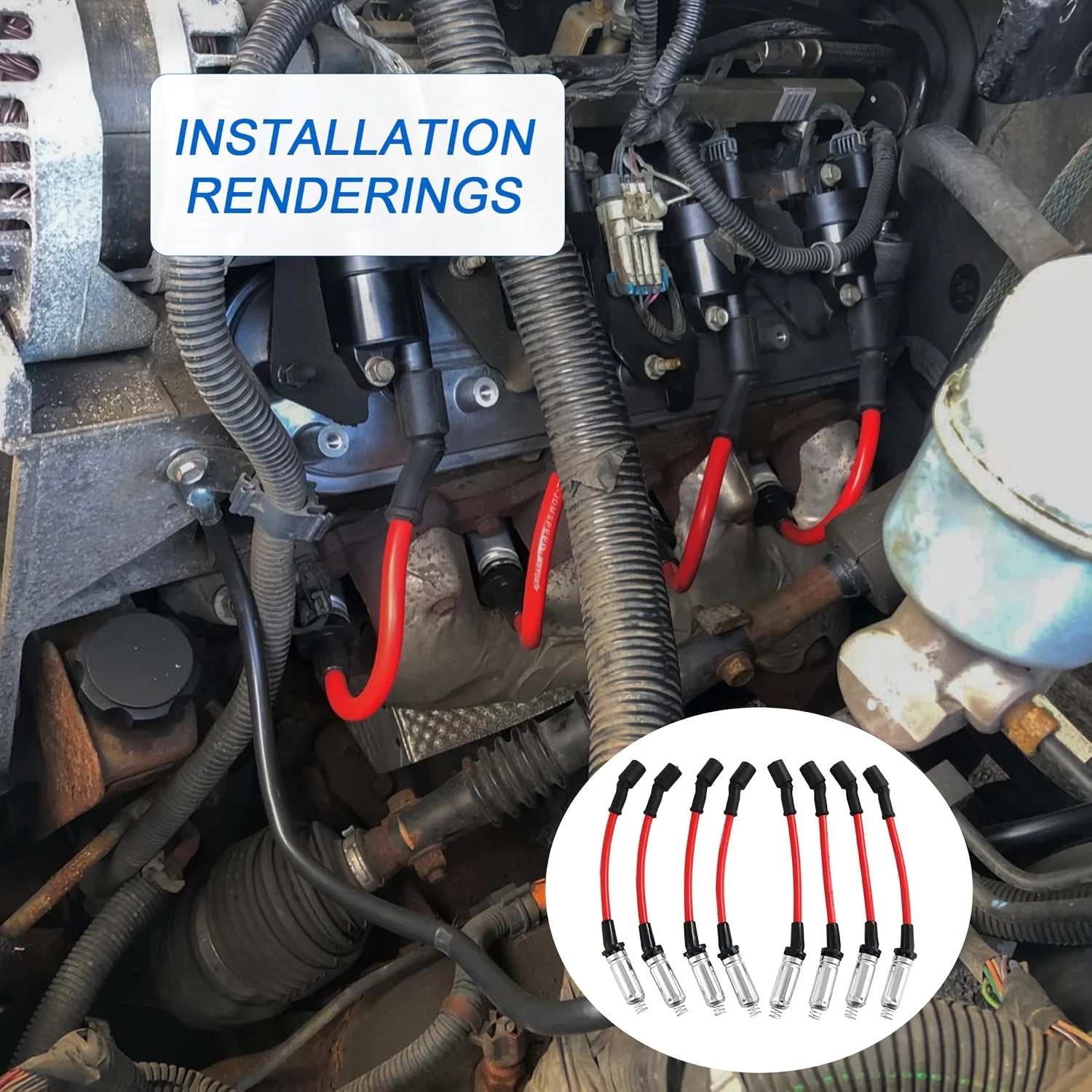 8Pcs High Performance Spark Plug Wires Compatible with Chevrolet Chevy GMC Cadillac Isuzu Express Silverado Suburban Sierra etc