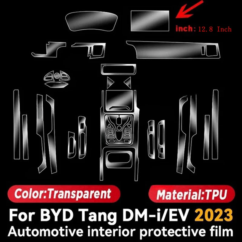 Car Door Center Console Media Dashboard Navigation TPU Anti-scratch Protector Film For BYD TANG DM-i EV 2023 2024 Car Interior
